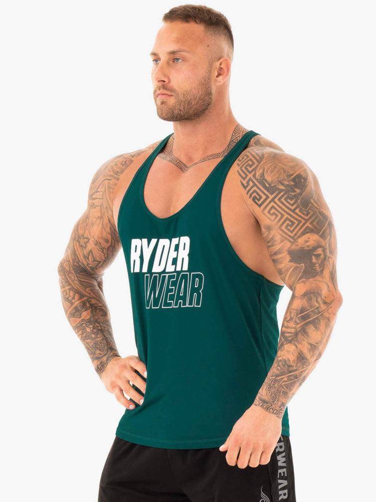 Teal Ryderwear Men Gym Stringers Lift T-Back Stringer Men's Gym Stringers | AU1522JJ