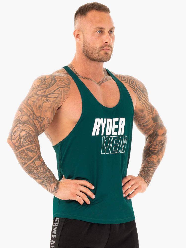 Teal Ryderwear Men Gym Stringers Lift T-Back Stringer Men's Gym Stringers | AU1522JJ