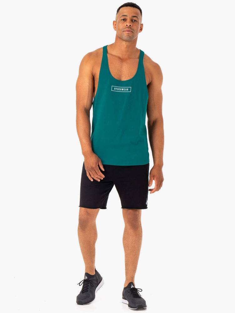 Teal Ryderwear Men Gym Stringers Recharge Stringer T-Back Men's Gym Stringers | AU1540OR