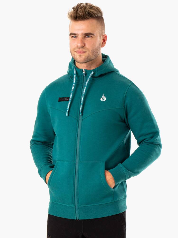 Teal Ryderwear Men Jackets Recharge Zip Up Hoodie Men's Jackets | AU1450VD