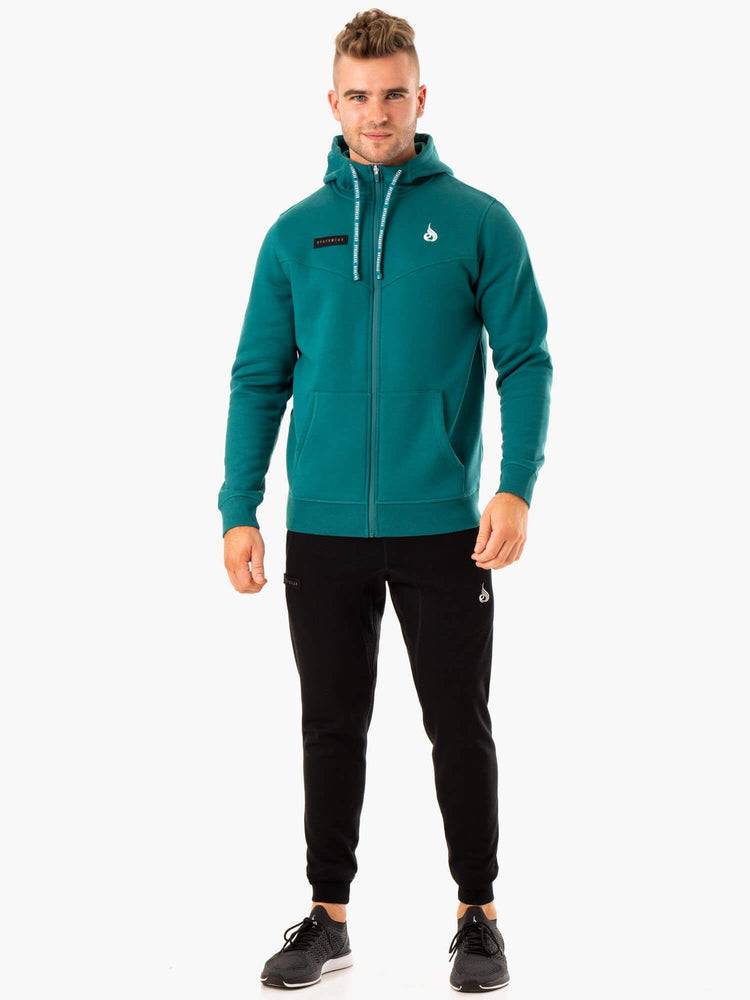 Teal Ryderwear Men Jackets Recharge Zip Up Hoodie Men's Jackets | AU1450VD