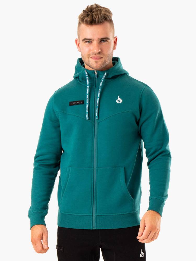 Teal Ryderwear Men Jackets Recharge Zip Up Hoodie Men\'s Jackets | AU1450VD