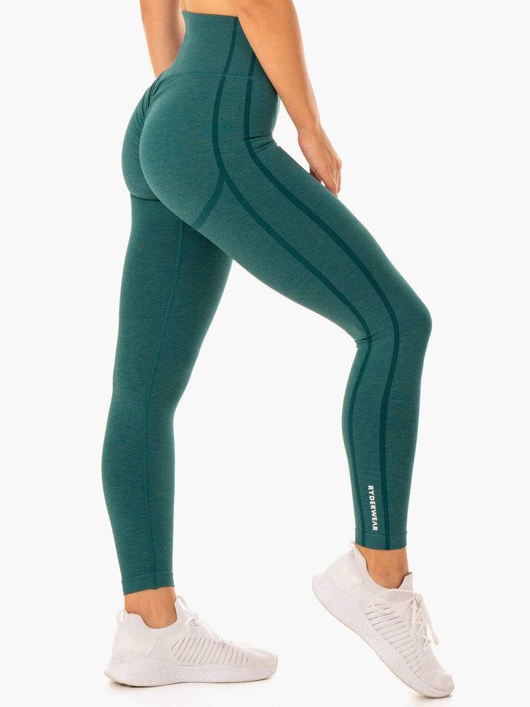 Teal Ryderwear Women Leggings Enhance Scrunch Bum Seamless Women's Leggings | AU1750AP