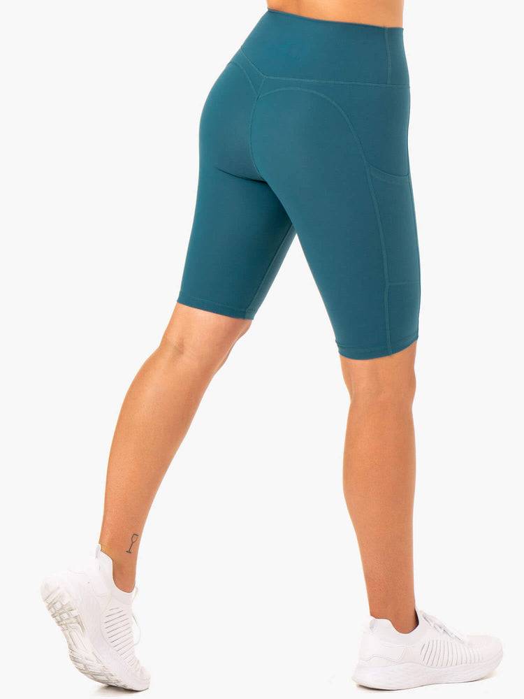 Teal Ryderwear Women Shorts Reset High Waisted Pocket Bike Women's Shorts | AU2091FM