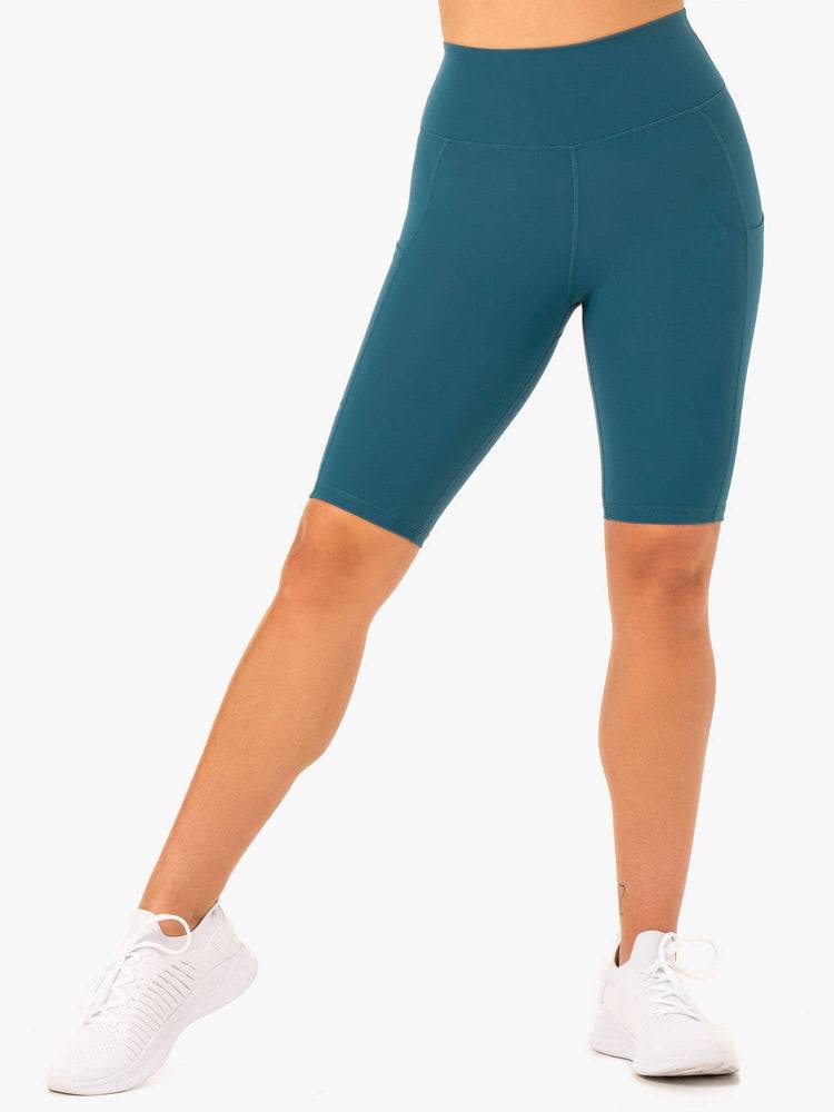 Teal Ryderwear Women Shorts Reset High Waisted Pocket Bike Women's Shorts | AU2091FM