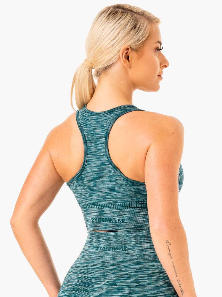 Teal Ryderwear Women Sports Bra Evolve Seamless Longline Women's Sports Bra | AU2377QZ