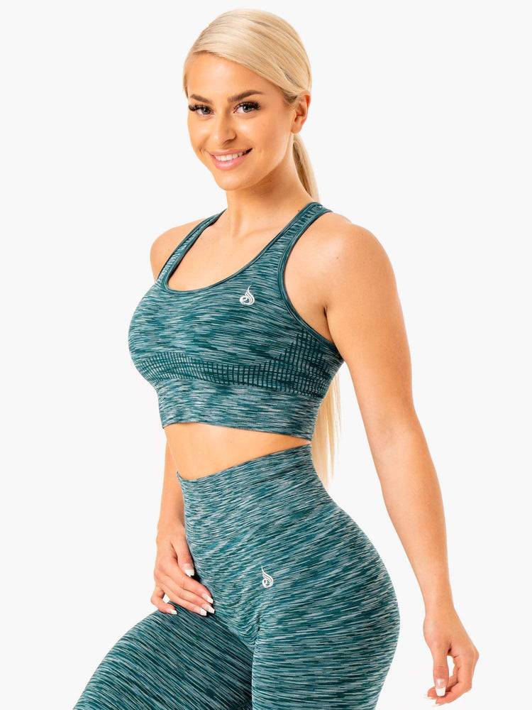 Teal Ryderwear Women Sports Bra Evolve Seamless Longline Women's Sports Bra | AU2377QZ