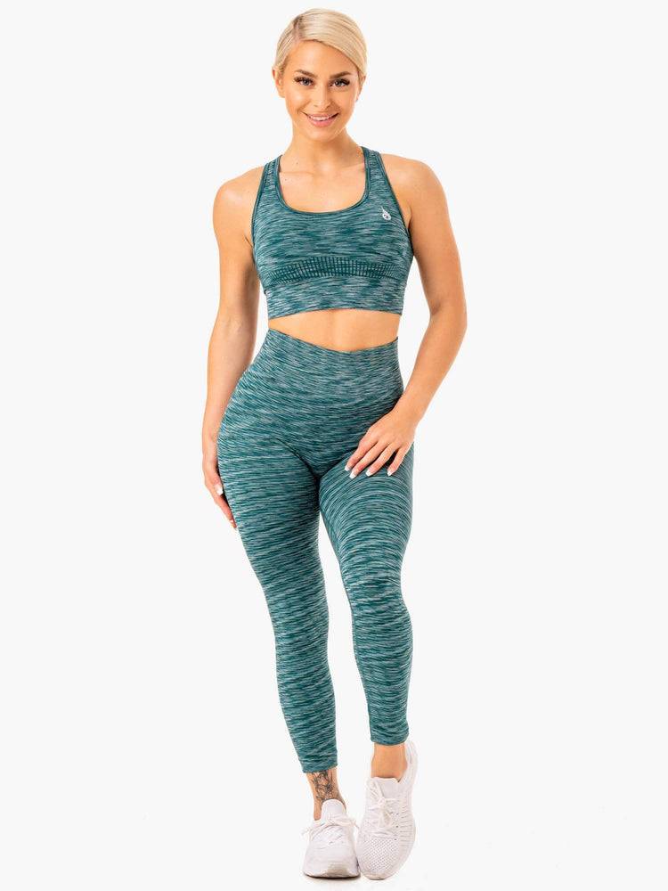 Teal Ryderwear Women Sports Bra Evolve Seamless Longline Women's Sports Bra | AU2377QZ