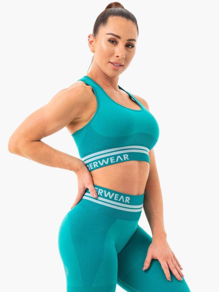 Teal Ryderwear Women Sports Bra Freestyle Seamless Longline Women's Sports Bra | AU2526IS