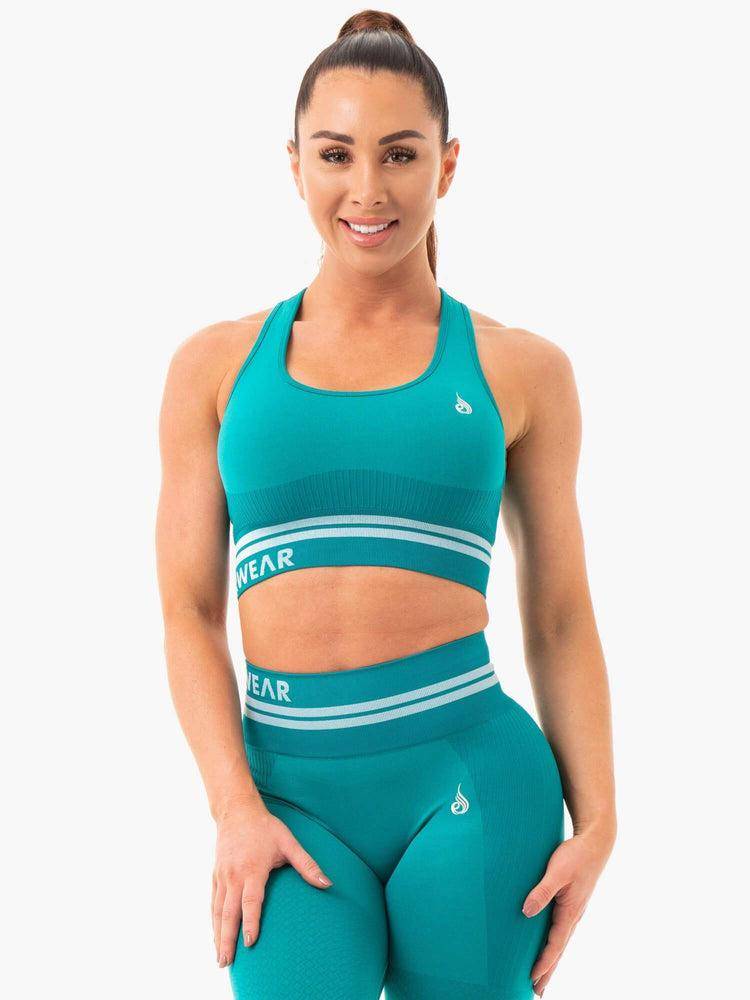 Teal Ryderwear Women Sports Bra Freestyle Seamless Longline Women\'s Sports Bra | AU2526IS