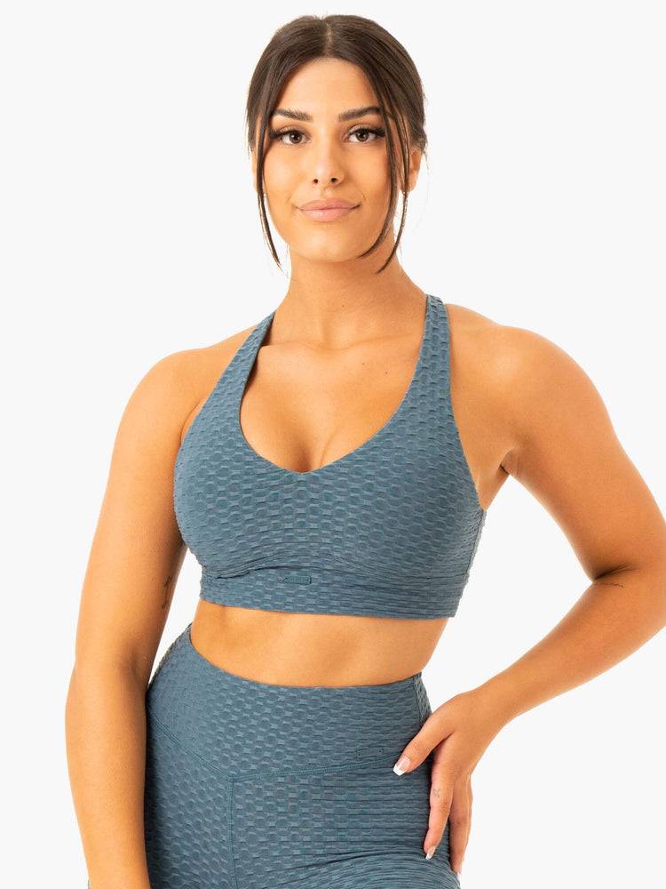 Teal Ryderwear Women Sports Bra Optic V-Neck Women's Sports Bra | AU2227ZG