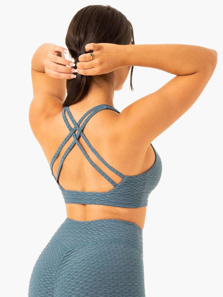 Teal Ryderwear Women Sports Bra Optic V-Neck Women's Sports Bra | AU2227ZG