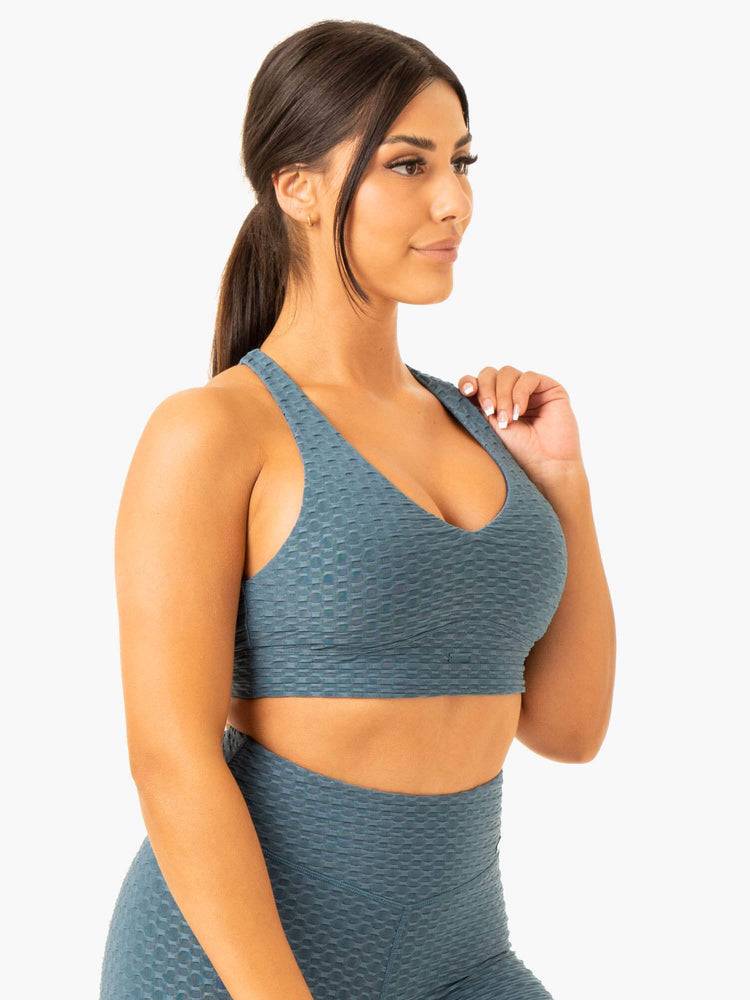 Teal Ryderwear Women Sports Bra Optic V-Neck Women's Sports Bra | AU2227ZG