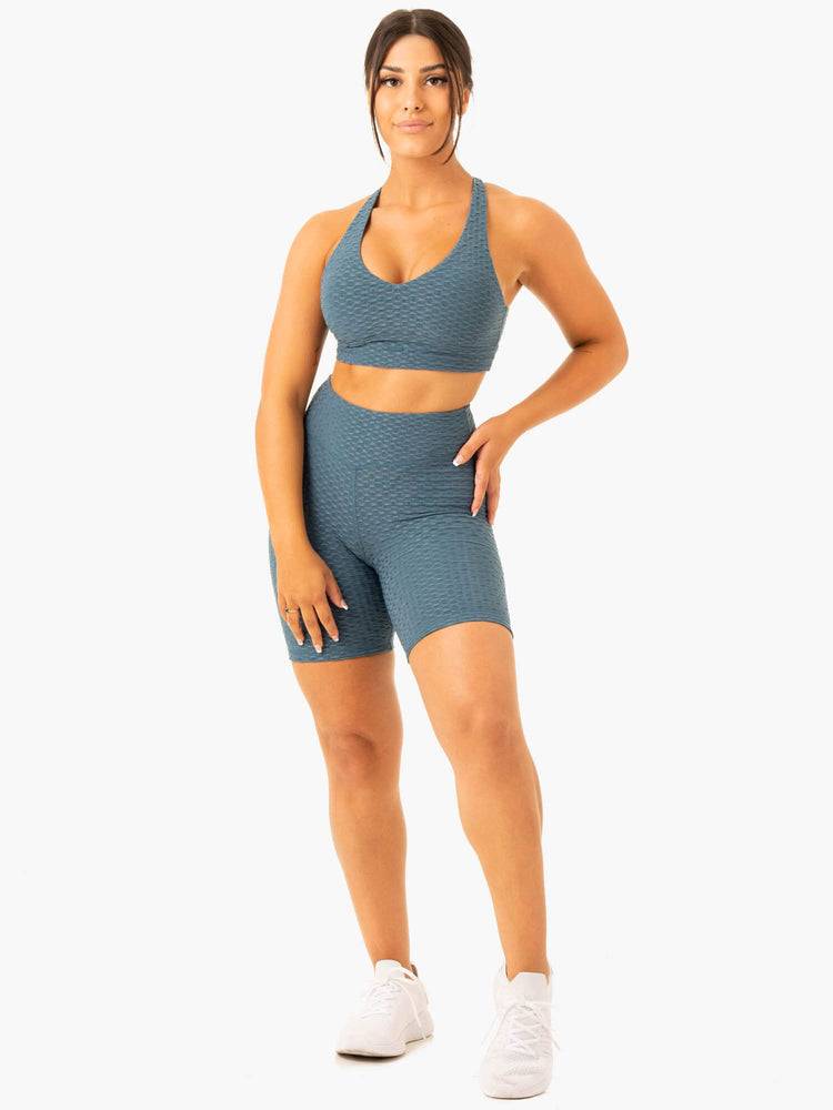 Teal Ryderwear Women Sports Bra Optic V-Neck Women's Sports Bra | AU2227ZG