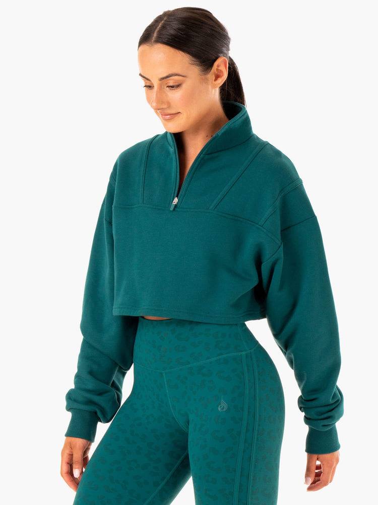 Teal Ryderwear Women Sweaters Evolution Half Zip Women's Sweaters | AU2581TV