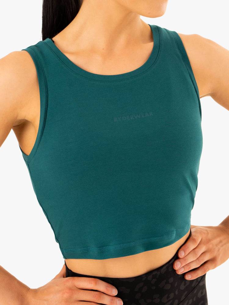 Teal Ryderwear Women Tanks Evolution Cotton Women's Tanks | AU2931PQ