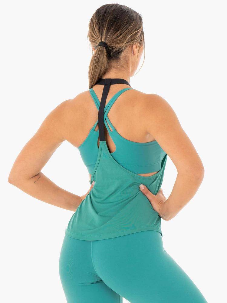 Teal Ryderwear Women Tanks Motion Slinky T-Back Women's Tanks | AU3009EX