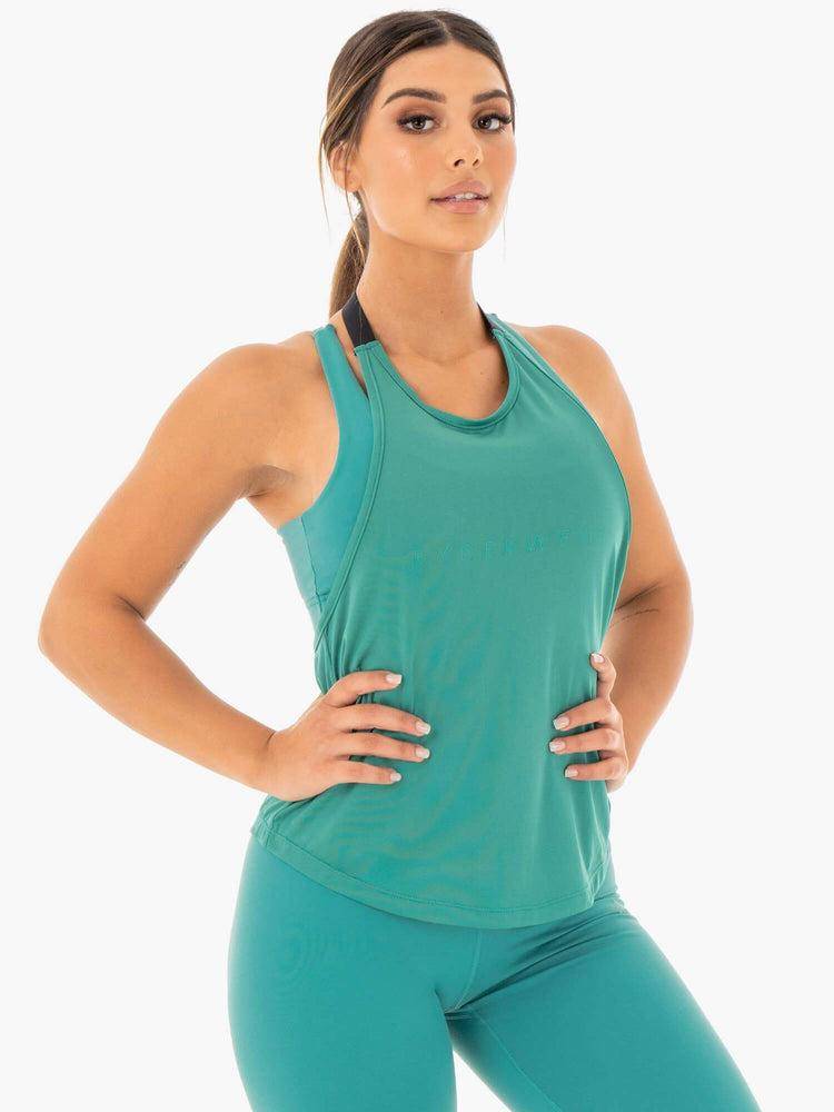 Teal Ryderwear Women Tanks Motion Slinky T-Back Women's Tanks | AU3009EX