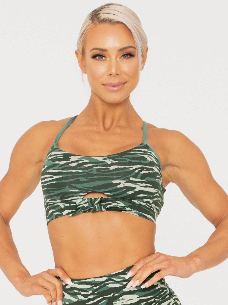 Tiger Green Ryderwear Women Sports Bra Wild Tied Up Women's Sports Bra | AU2449UT