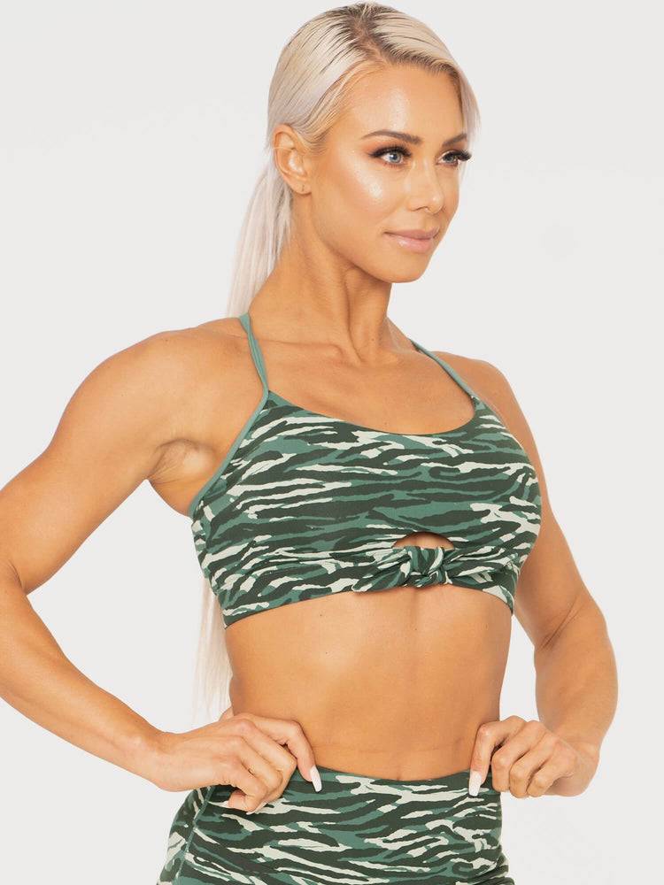 Tiger Green Ryderwear Women Sports Bra Wild Tied Up Women's Sports Bra | AU2449UT