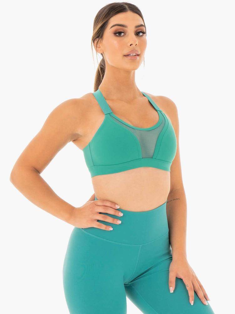 Turquoise Ryderwear Women Sports Bra Collide Mesh Contour Women's Sports Bra | AU2372YU