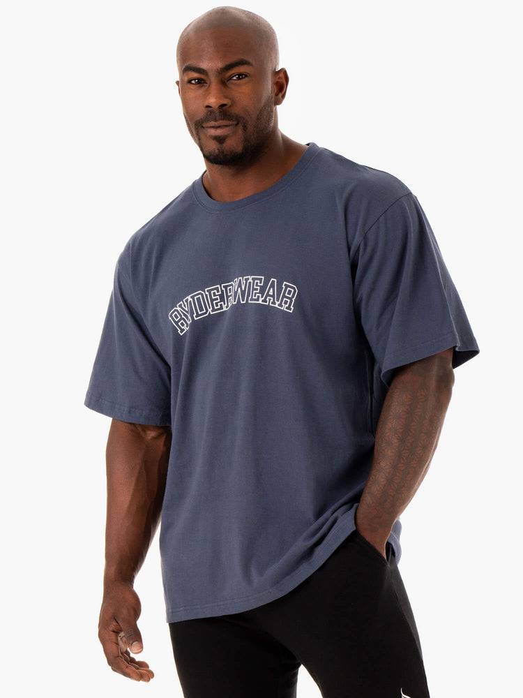 Washed Blue Ryderwear Men T Shirts Oversized Men's T Shirts | AU1273WY