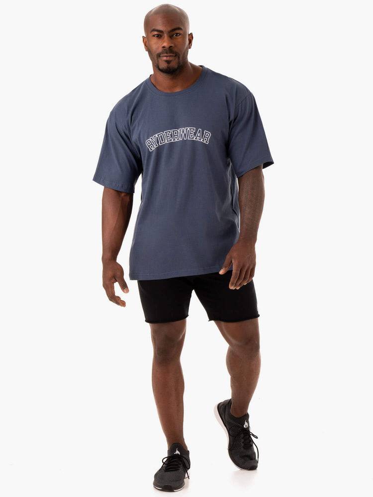 Washed Blue Ryderwear Men T Shirts Oversized Men's T Shirts | AU1273WY