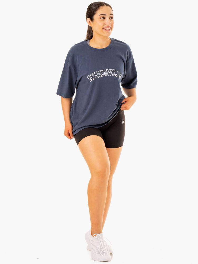 Washed Blue Ryderwear Women T Shirts Oversized Women's T Shirts | AU2740FM