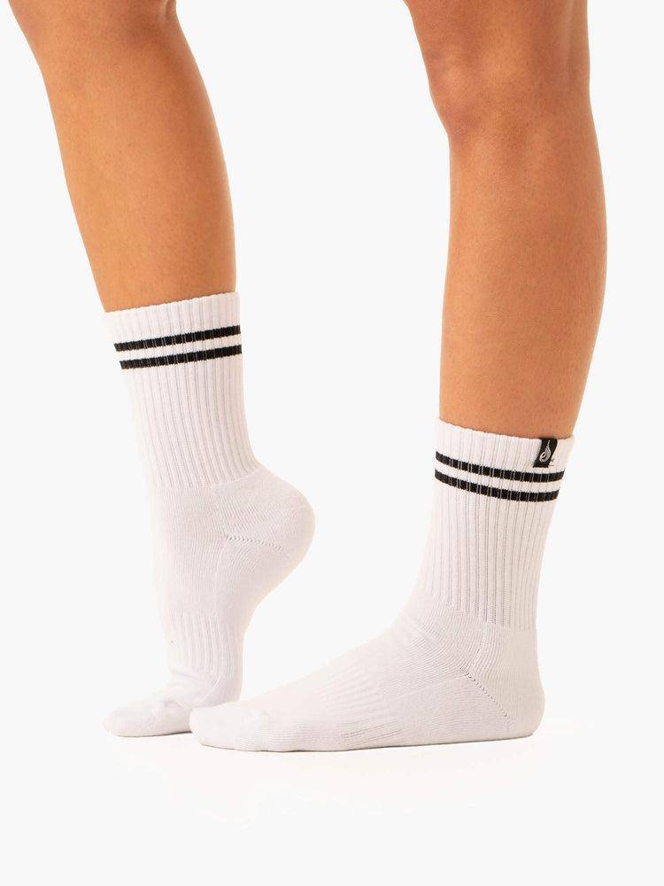 White/Green Ryderwear Men Socks Stripe Crew Men's Socks | AU1562TV