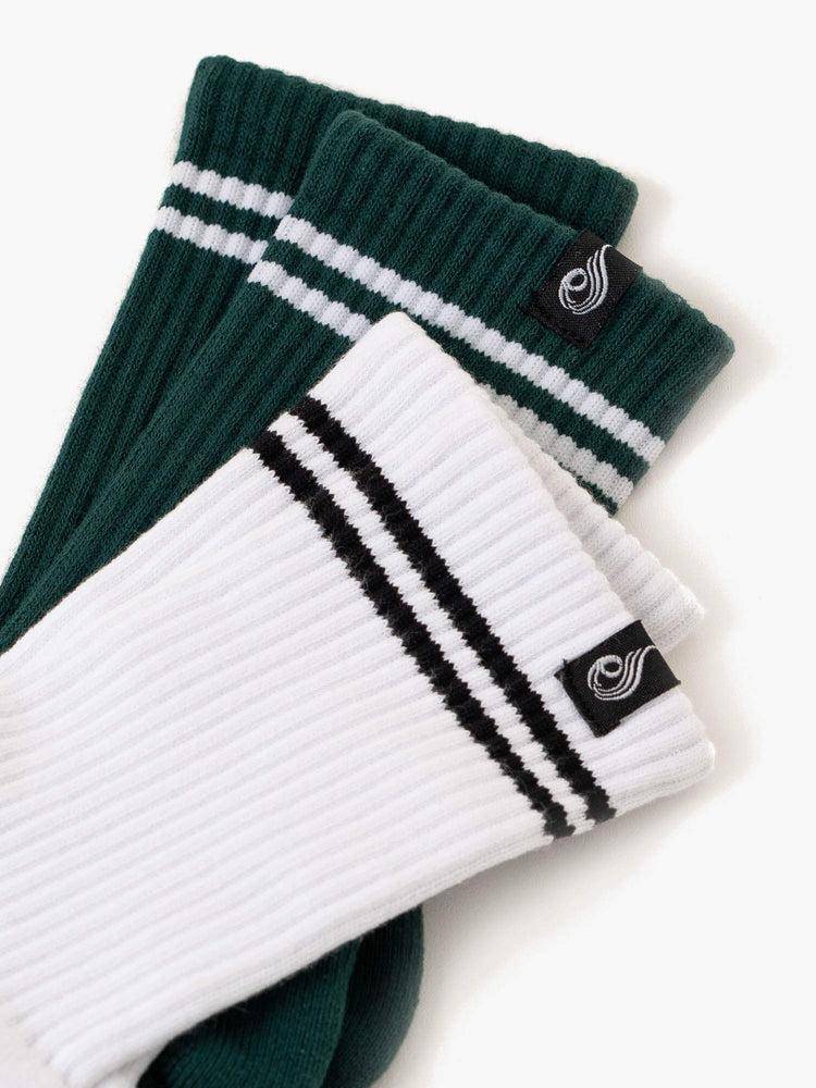 White/Green Ryderwear Men Socks Stripe Crew Men's Socks | AU1562TV