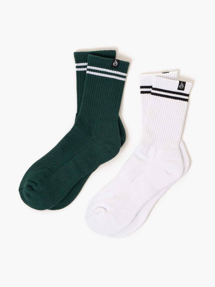 White/Green Ryderwear Men Socks Stripe Crew Men\'s Socks | AU1562TV