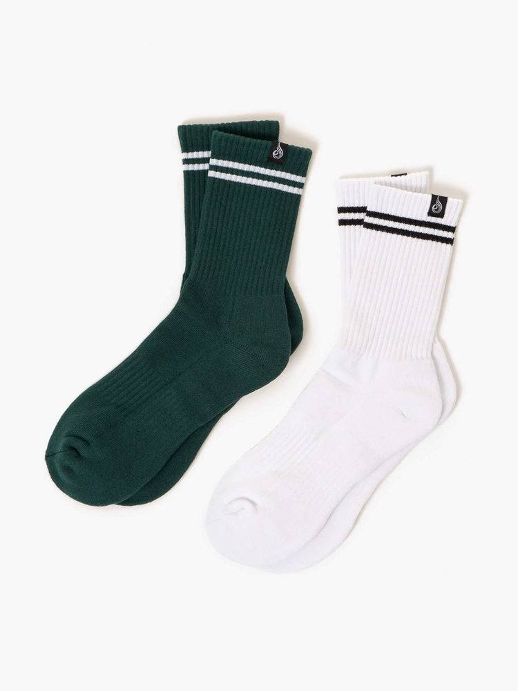 White/Green Ryderwear Women Socks Stripe Crew Women\'s Socks | AU3142SO