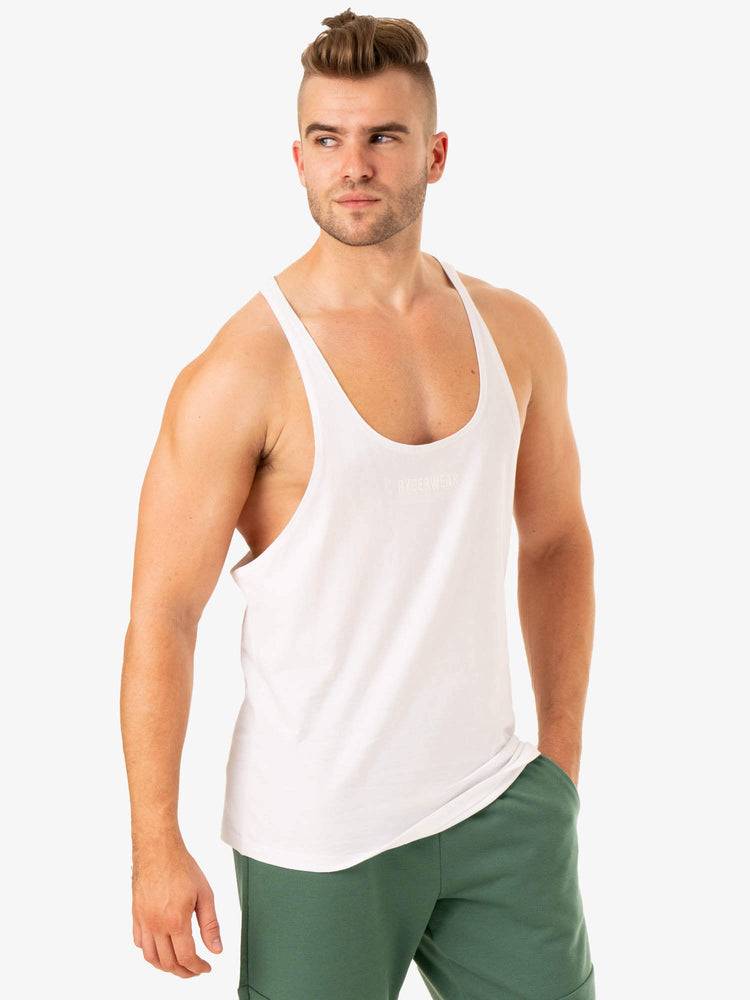 White Ryderwear Men Gym Stringers Limitless Stringer T-Back Men's Gym Stringers | AU1528VD