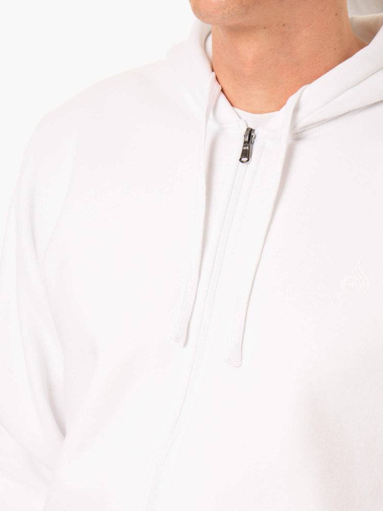 White Ryderwear Men Jackets Essential Zip Up Men's Jackets | AU1431RW