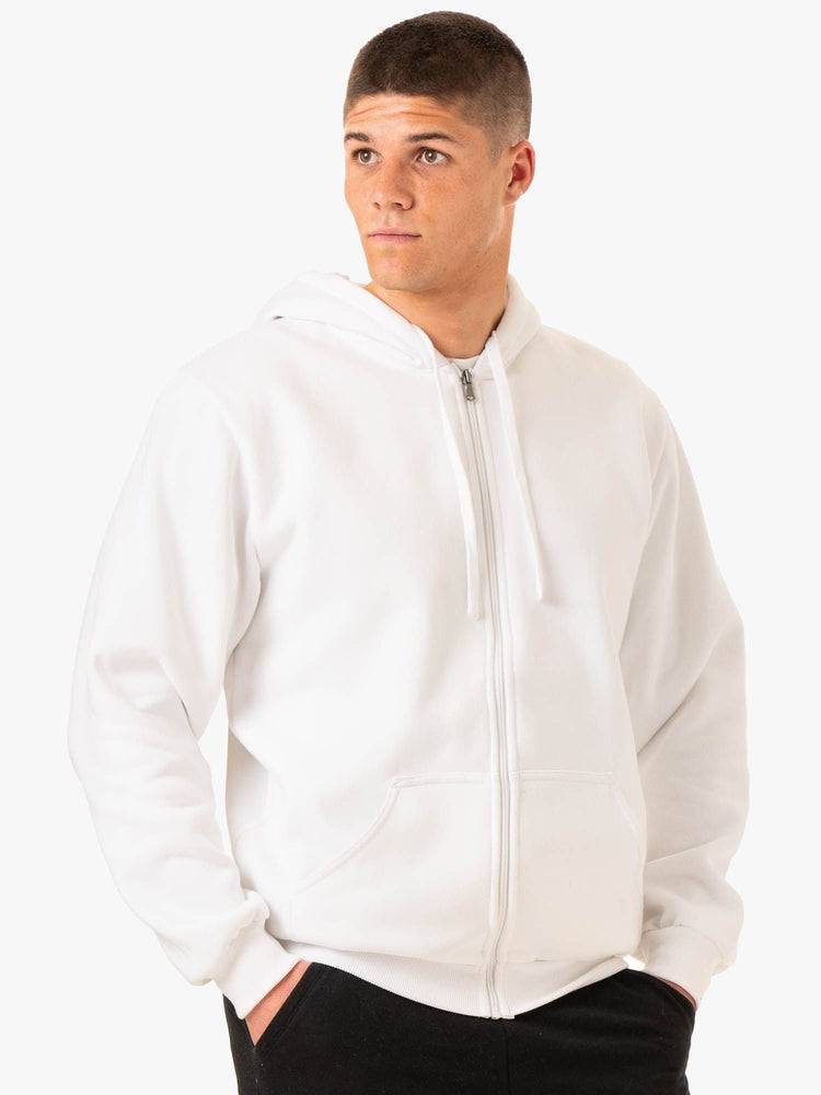 White Ryderwear Men Jackets Essential Zip Up Men\'s Jackets | AU1431RW