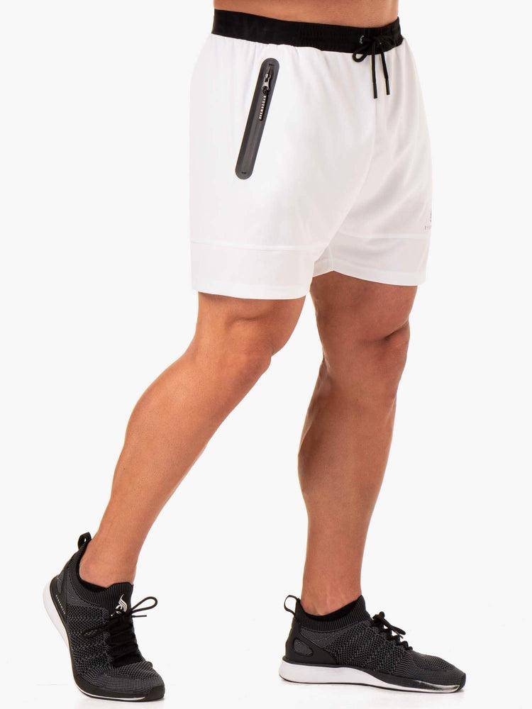 White Ryderwear Men Shorts Action Mesh Men's Shorts | AU1339HK