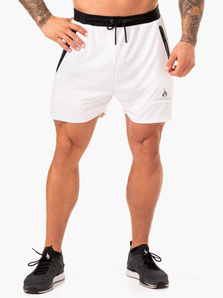 White Ryderwear Men Shorts Action Mesh Men\'s Shorts | AU1339HK