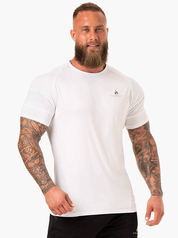 White Ryderwear Men T Shirts Action Mesh Men's T Shirts | AU1186LH