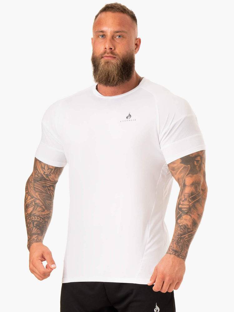 White Ryderwear Men T Shirts Action Mesh Men\'s T Shirts | AU1186LH