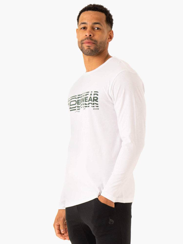 White Ryderwear Men T Shirts Graphic Long Sleeve Men's T Shirts | AU1234GL