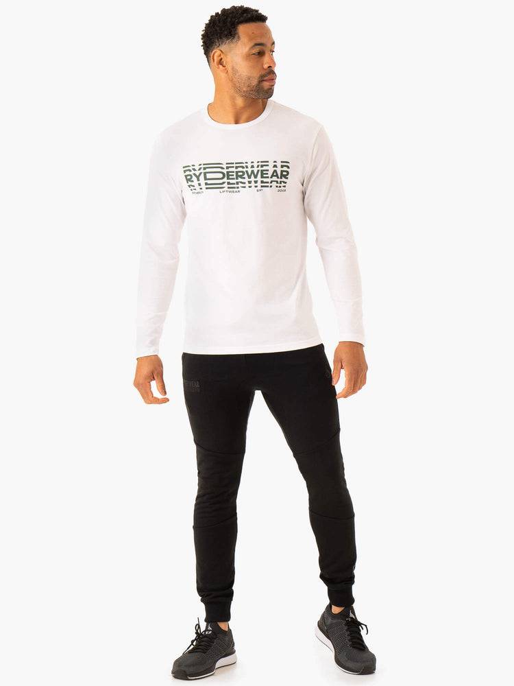 White Ryderwear Men T Shirts Graphic Long Sleeve Men's T Shirts | AU1234GL