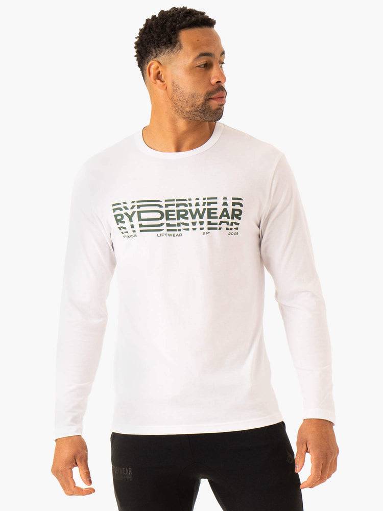 White Ryderwear Men T Shirts Graphic Long Sleeve Men\'s T Shirts | AU1234GL