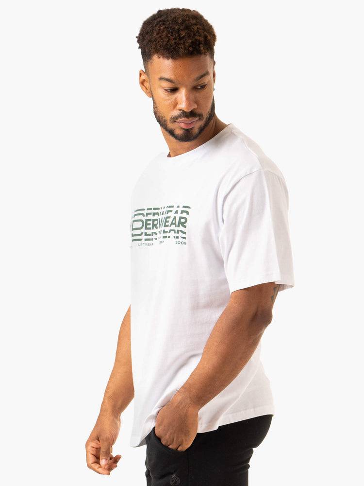 White Ryderwear Men T Shirts Graphic Oversized Unisex Men's T Shirts | AU1237KI