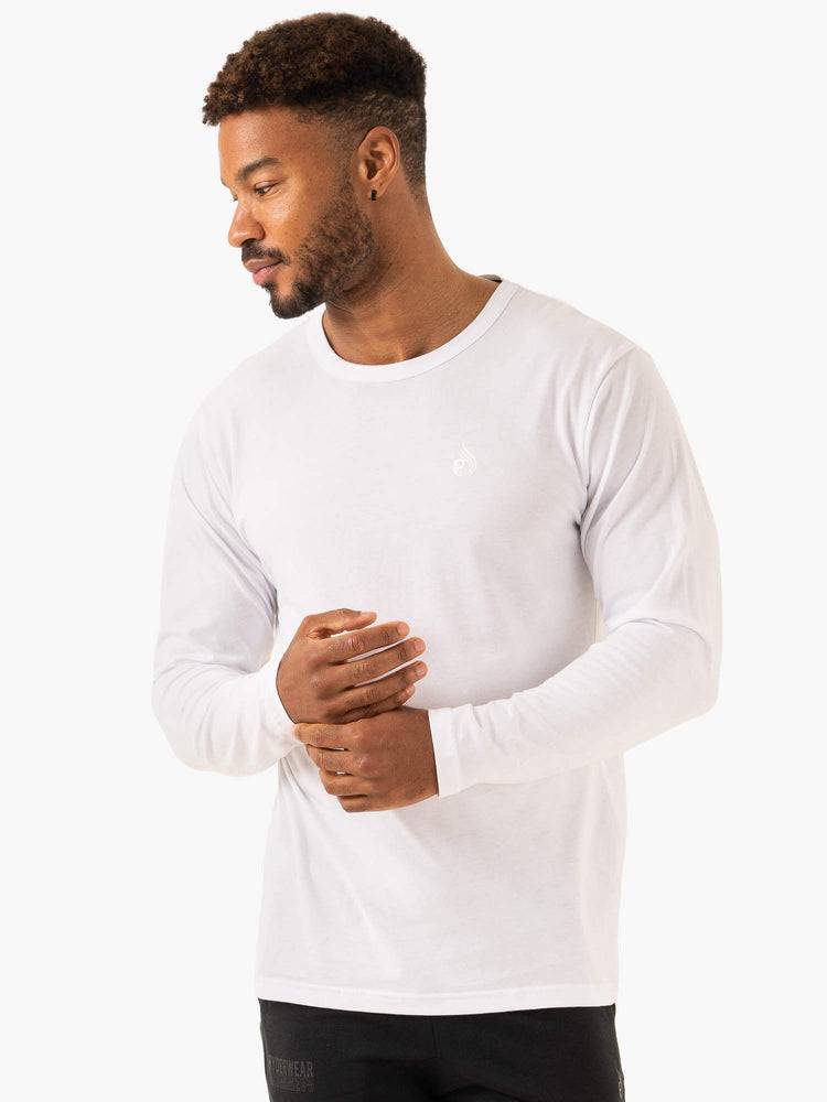 White Ryderwear Men T Shirts Lift Long Sleeve Men's T Shirts | AU1255PQ