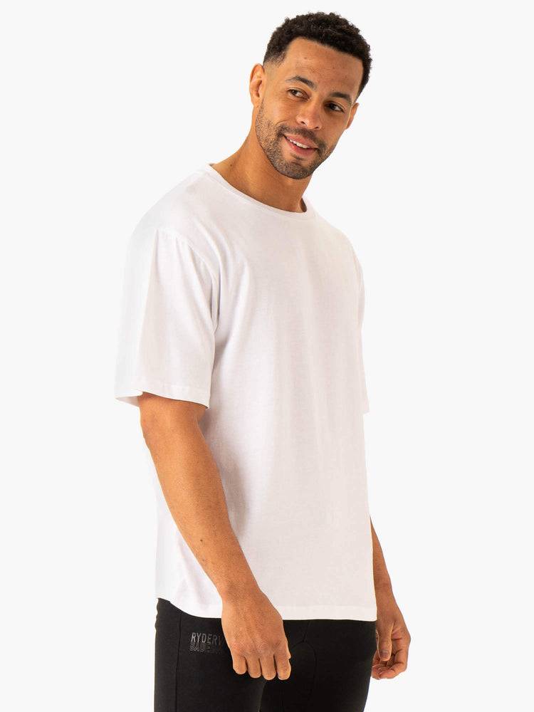 White Ryderwear Men T Shirts Lift Oversized Unisex Men's T Shirts | AU1256AP