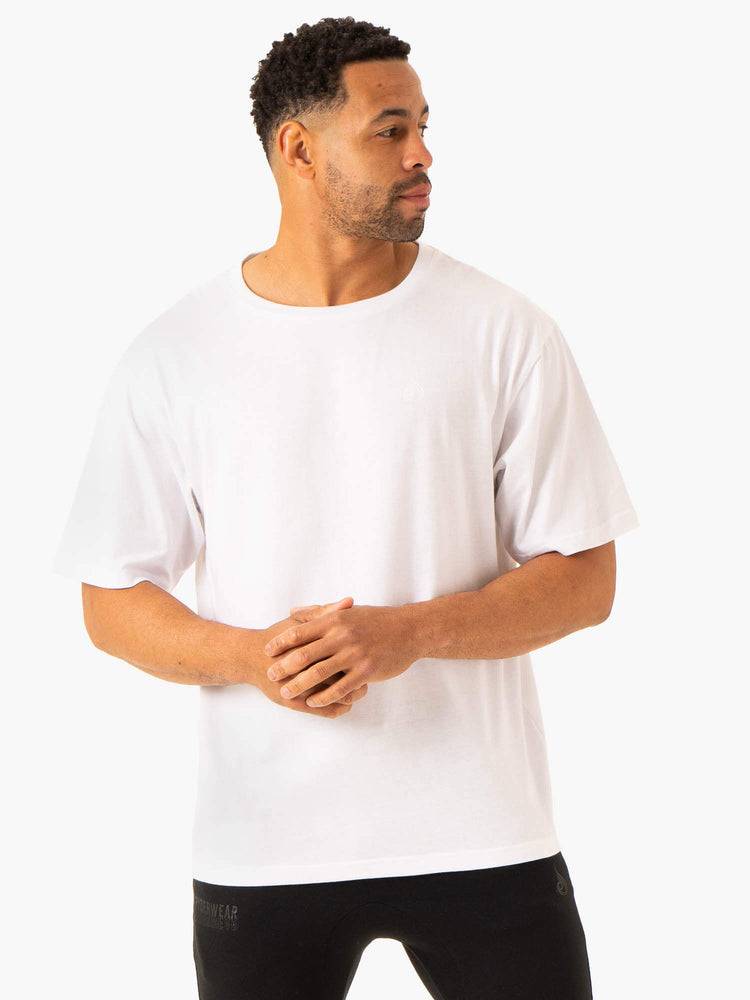 White Ryderwear Men T Shirts Lift Oversized Unisex Men\'s T Shirts | AU1256AP