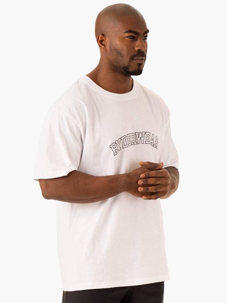 White Ryderwear Men T Shirts Oversized Men's T Shirts | AU1275RW