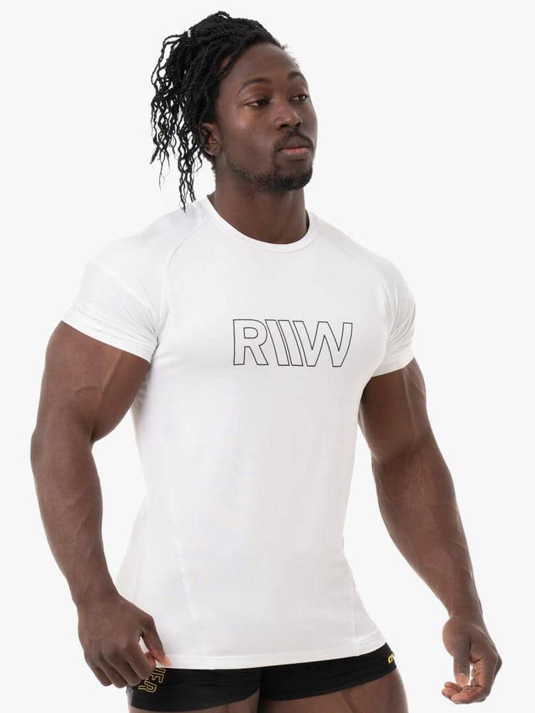 White Ryderwear Men T Shirts Shield Men's T Shirts | AU1294VD