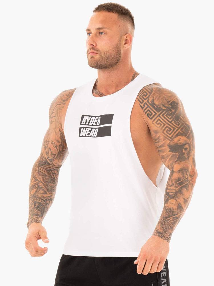 White Ryderwear Men Tanks Iron Baller Tank Men's Tanks | AU1133KI