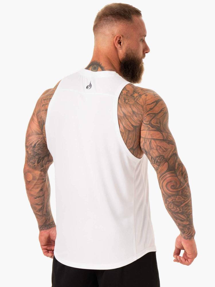 White Ryderwear Men Tanks Lift Mesh Baller Tank Men's Tanks | AU1141MA